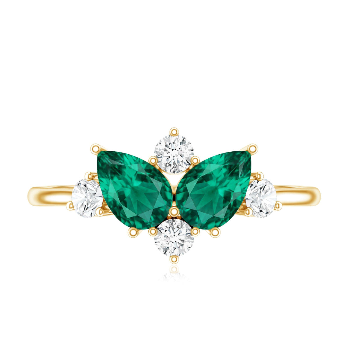 Lab Grown Emerald Ring - Pear Shape Toi Et Moi Two Stone Engagement Ring