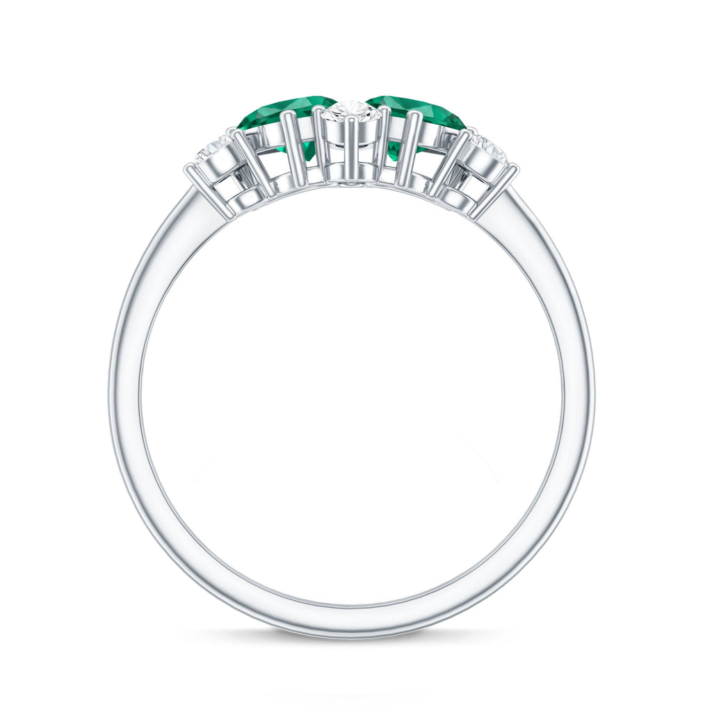 Lab Grown Emerald Ring - Pear Shape Toi Et Moi Two Stone Engagement Ring