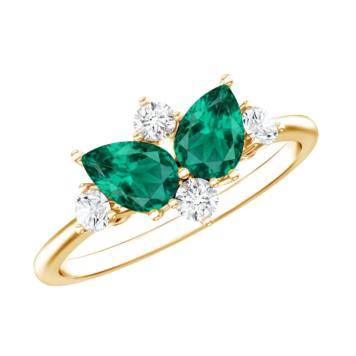 Lab Grown Emerald Ring - Pear Shape Toi Et Moi Two Stone Engagement Ring