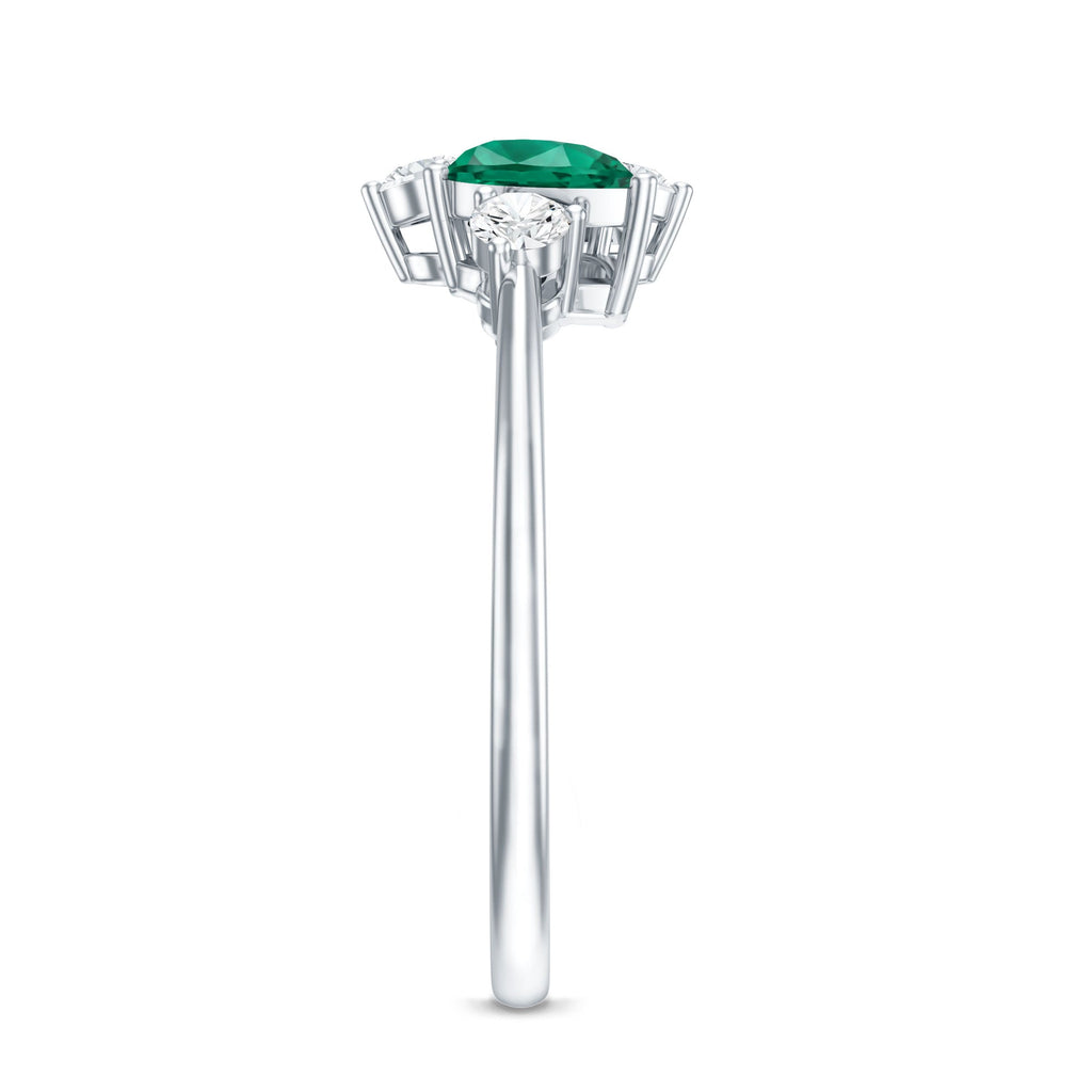 Lab Grown Emerald Ring - Pear Shape Toi Et Moi Two Stone Engagement Ring