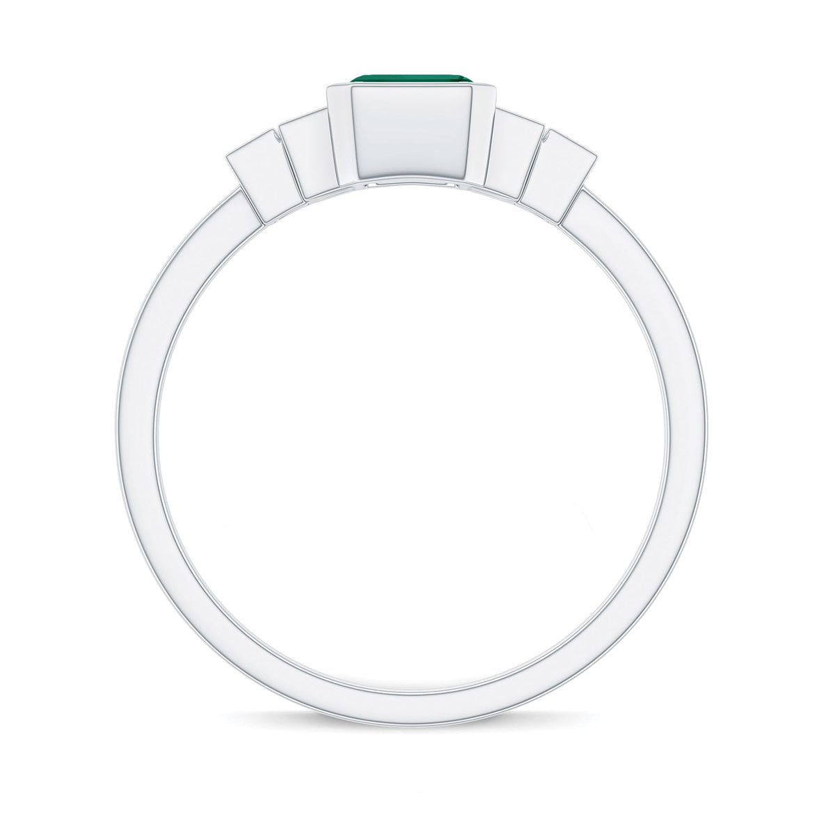 Lab Grown Emerald Ring – Solitaire Engagement Ring with Princess Cut Diamonds