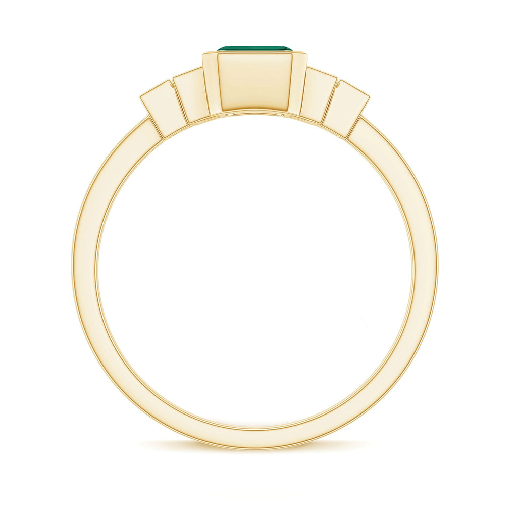 Lab Grown Emerald Ring – Solitaire Engagement Ring with Princess Cut Diamonds