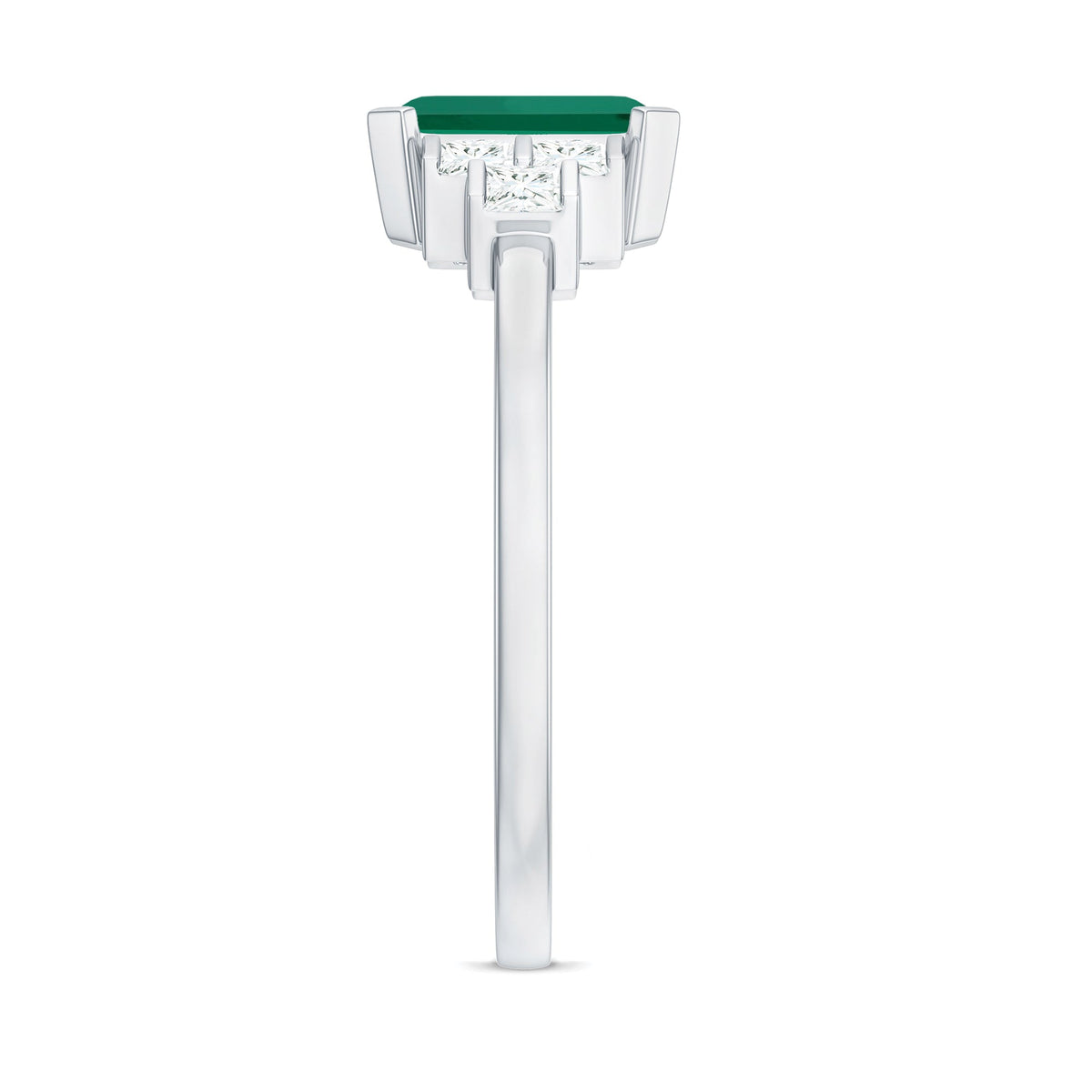 Lab Grown Emerald Ring – Solitaire Engagement Ring with Princess Cut Diamonds