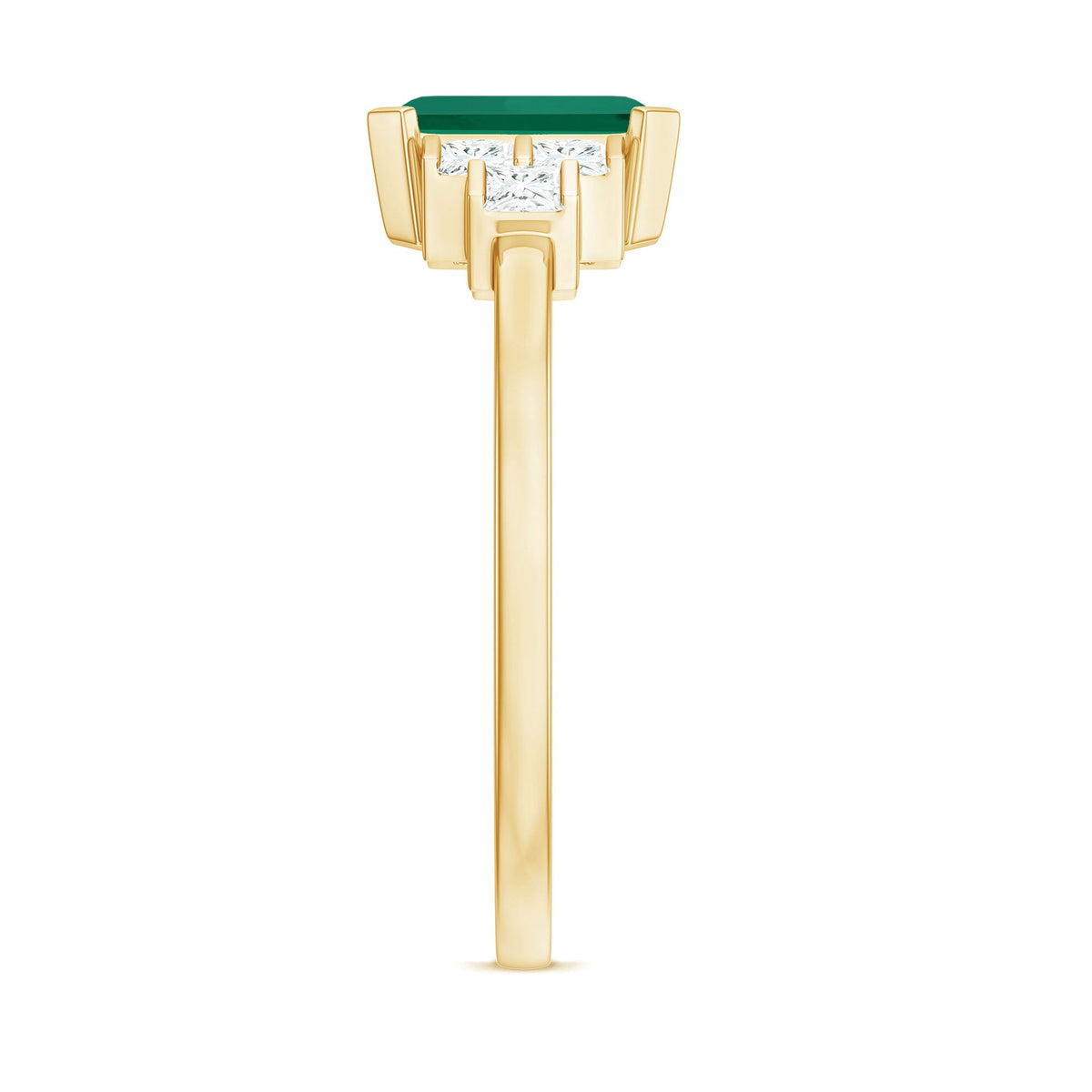 Lab Grown Emerald Ring – Solitaire Engagement Ring with Princess Cut Diamonds