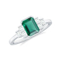 Lab Grown Emerald Ring – Solitaire Engagement Ring with Princess Cut Diamonds