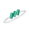 Lab Grown Emerald Ring – Three Stone Promise Band With Baguette Emeralds