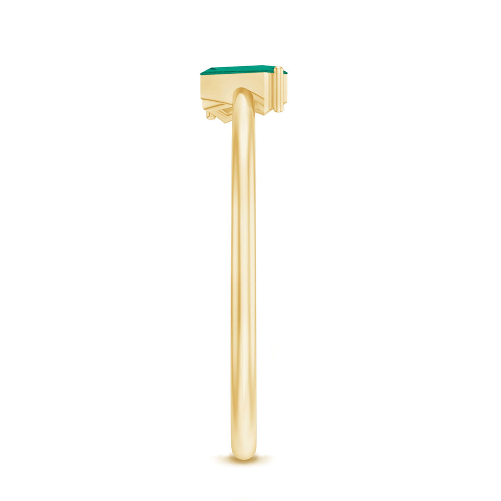 Lab Grown Emerald Ring – Three Stone Promise Band With Baguette Emeralds
