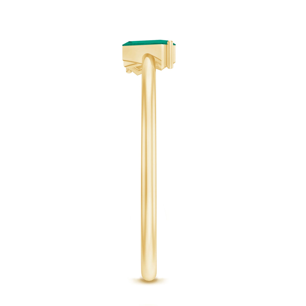 Lab Grown Emerald Ring – Three Stone Promise Band With Baguette Emeralds
