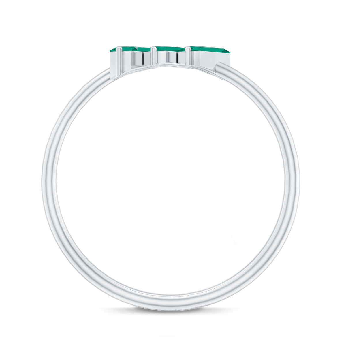 Lab Grown Emerald Ring – Three Stone Promise Band With Baguette Emeralds