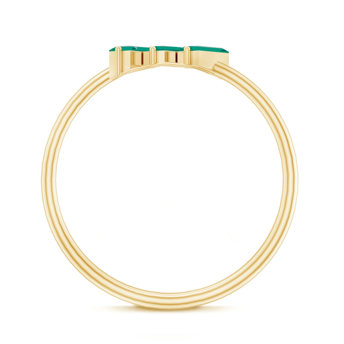 Lab Grown Emerald Ring – Three Stone Promise Band With Baguette Emeralds