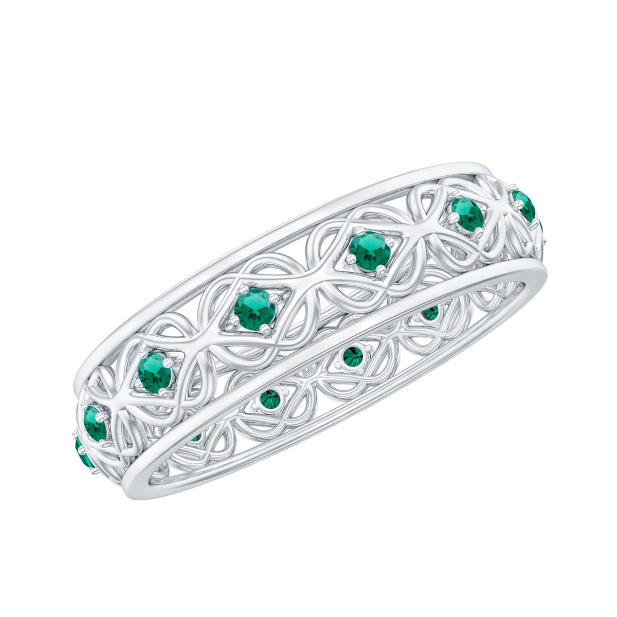 Lab Grown Emerald Ring – Vintage Emerald Wedding Band With Celtic Design