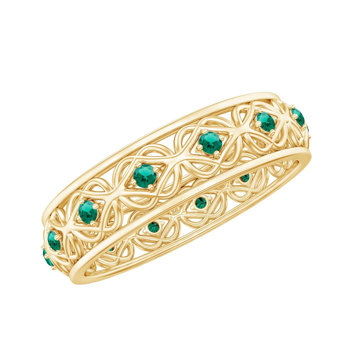 Lab Grown Emerald Ring – Vintage Emerald Wedding Band With Celtic Design
