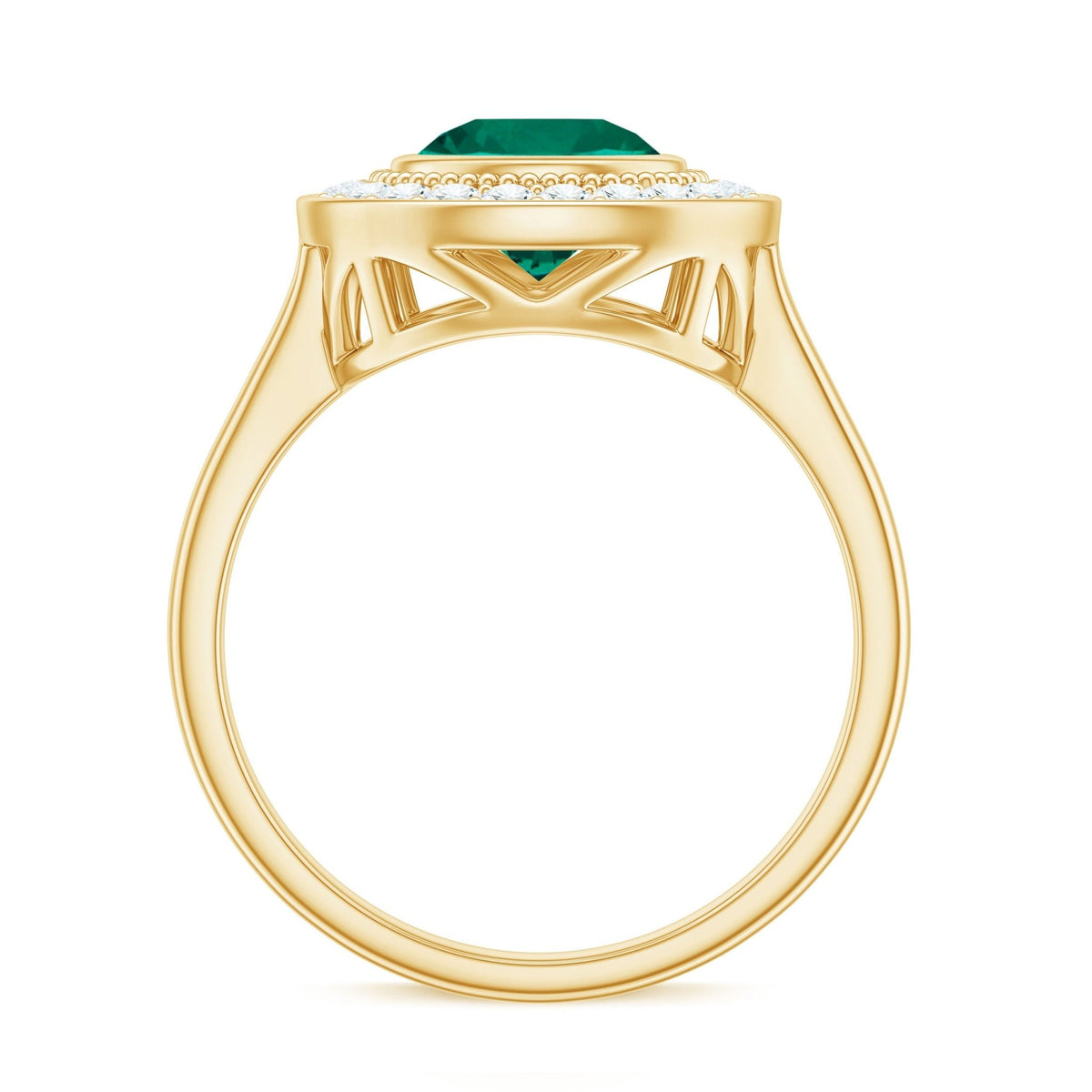 Lab Grown Emerald Ring – Vintage Engagement Ring with 2 Carat Emerald & Halo Design