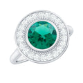Lab Grown Emerald Ring – Vintage Engagement Ring with 2 Carat Emerald & Halo Design