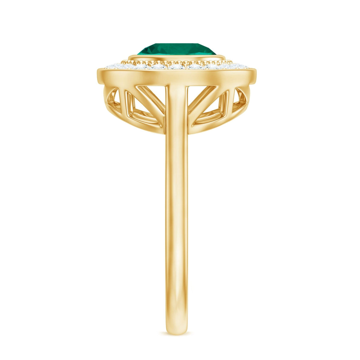 Lab Grown Emerald Ring – Vintage Engagement Ring with 2 Carat Emerald & Halo Design