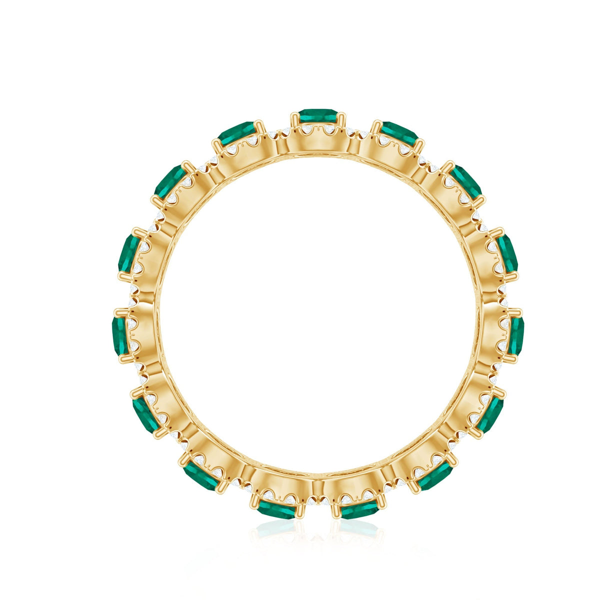 Lab Grown Emerald Ring – Vintage Style Emerald Wedding Band With Moissanite Halo