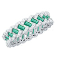 Lab Grown Emerald Wedding Band – Braided Ring Design with Moissanite Stones