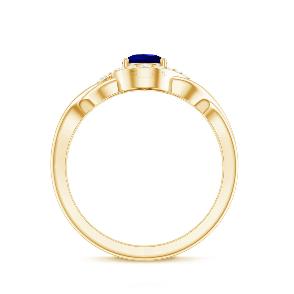 Lab Grown Sapphire Ring, 1.6 Ct Blue Teardrop Diamond Crossover