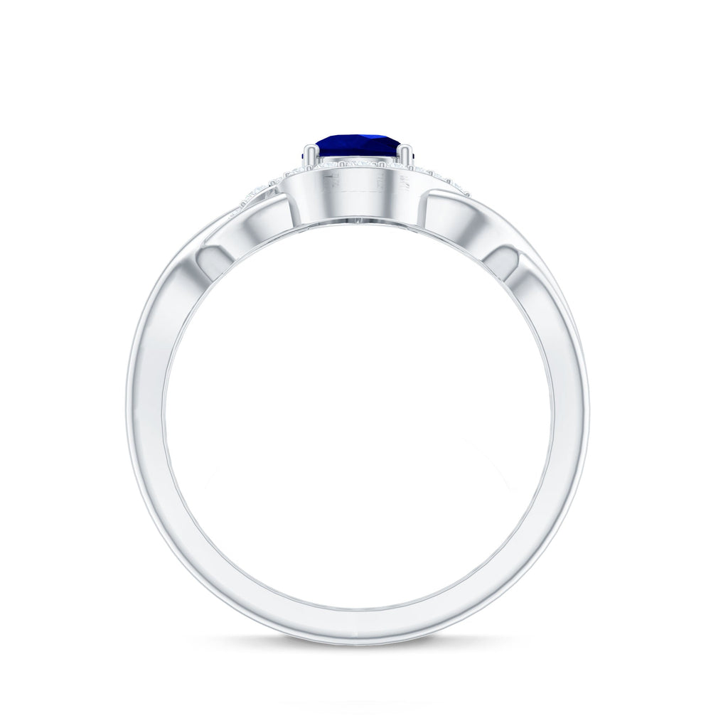 Lab Grown Sapphire Ring, 1.6 Ct Blue Teardrop Diamond Crossover