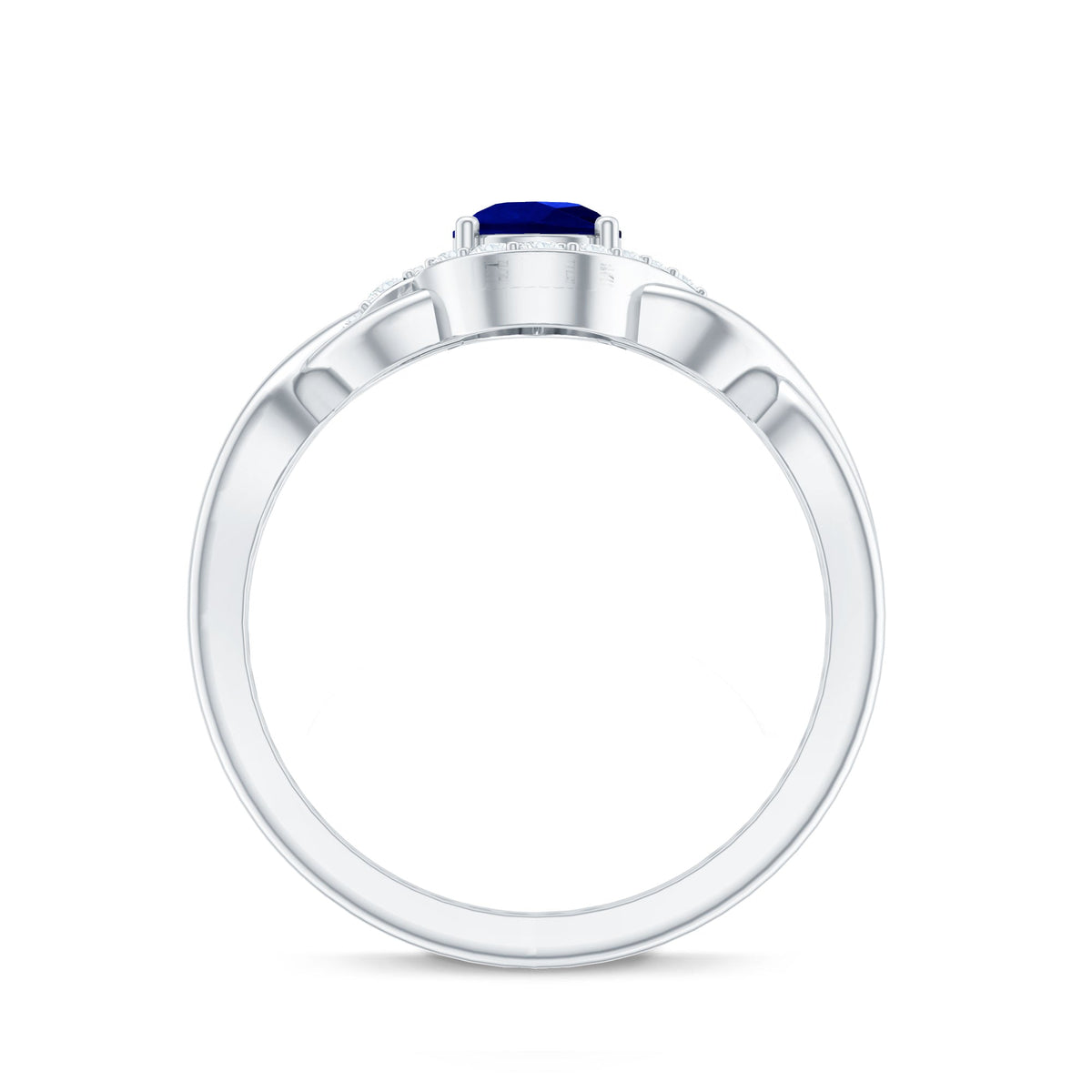 Lab Grown Sapphire Ring, 1.6 Ct Blue Teardrop Diamond Crossover