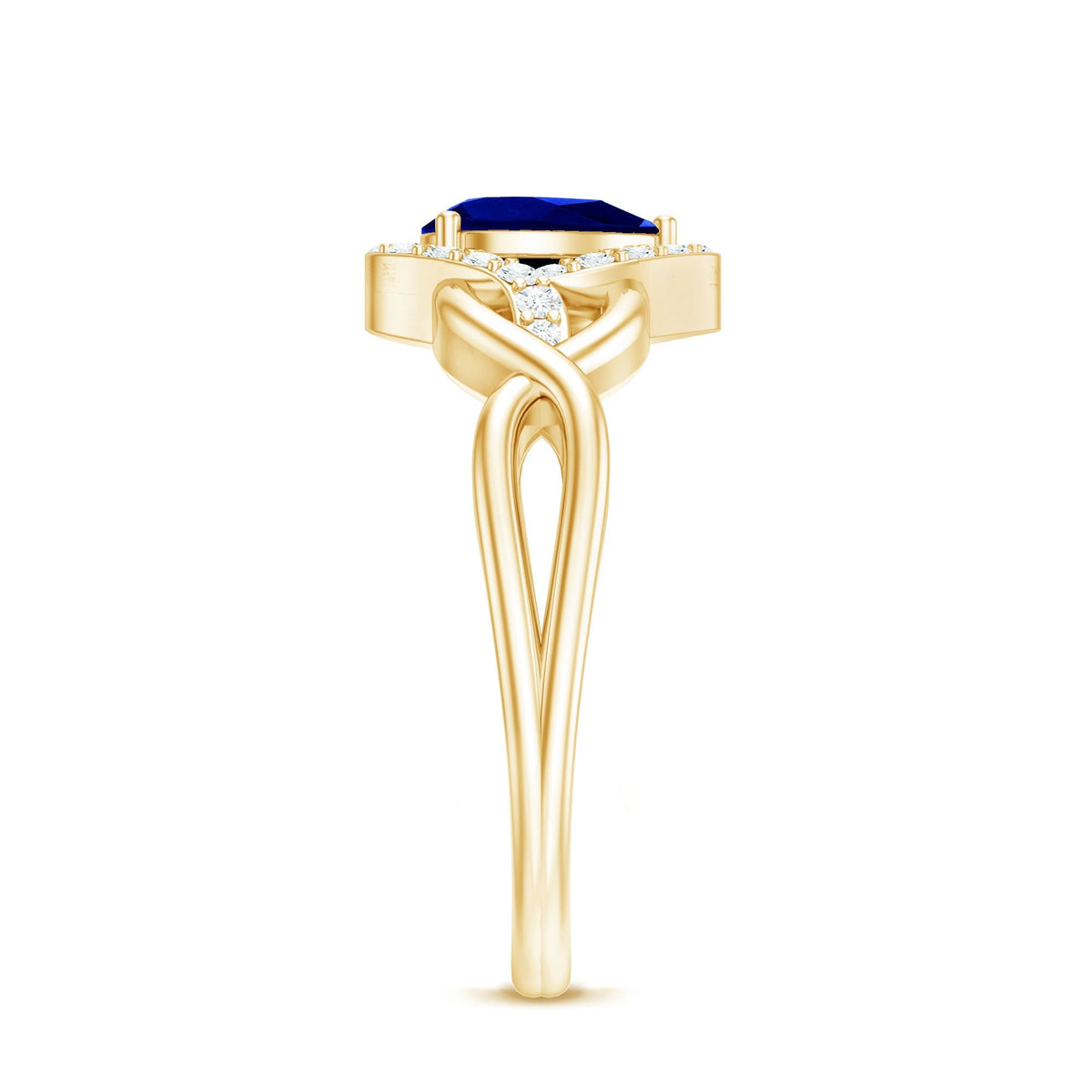 Lab Grown Sapphire Ring, 1.6 Ct Blue Teardrop Diamond Crossover