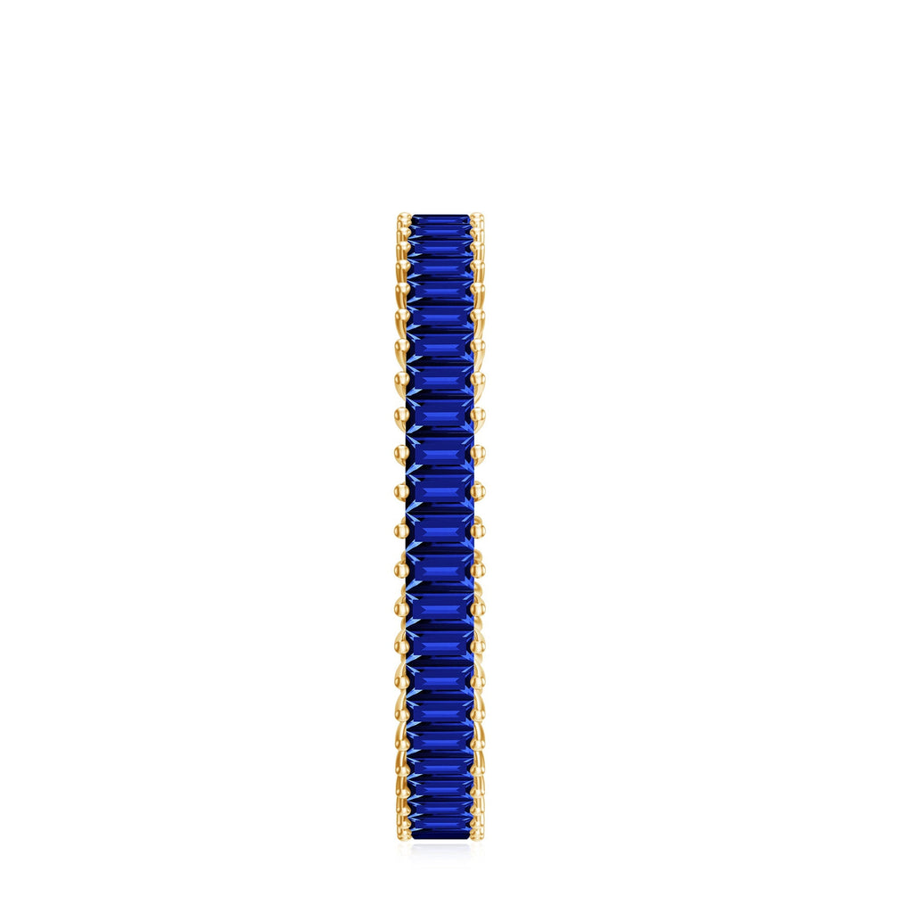 Lab Grown Sapphire Ring Blue Baguette Eternity Band