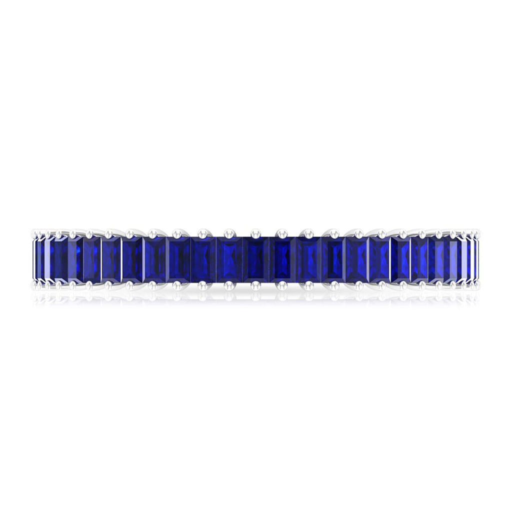 Lab Grown Sapphire Ring Blue Baguette Eternity Band