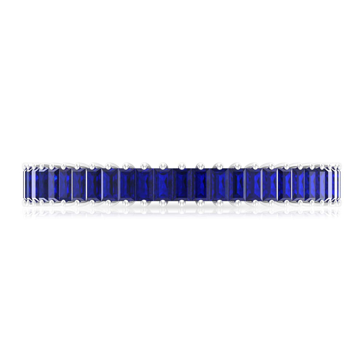 Lab Grown Sapphire Ring Blue Baguette Eternity Band