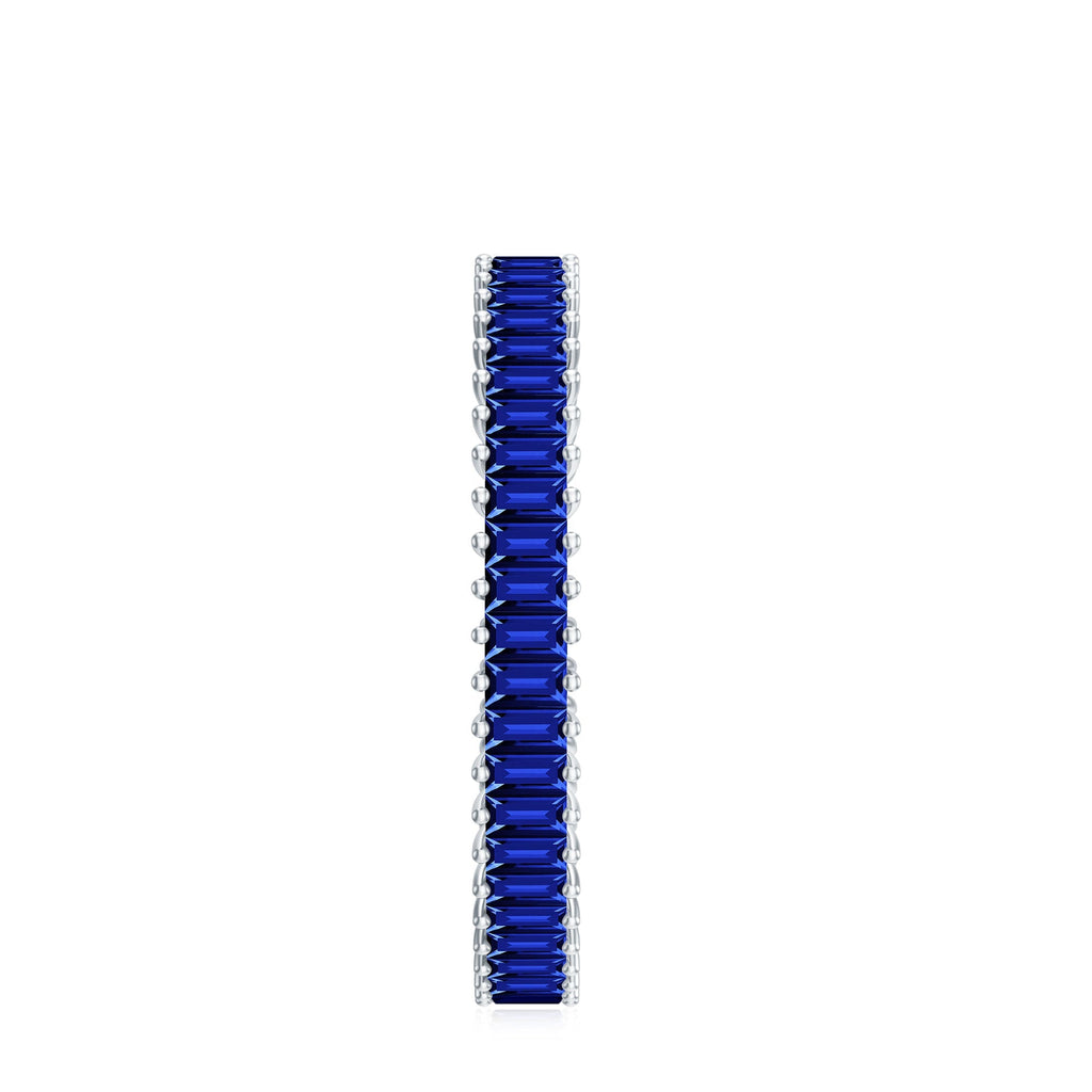Lab Grown Sapphire Ring Blue Baguette Eternity Band
