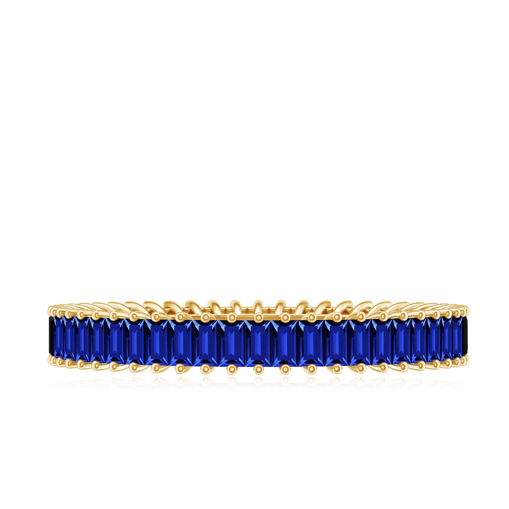 Lab Grown Sapphire Ring Blue Baguette Eternity Band