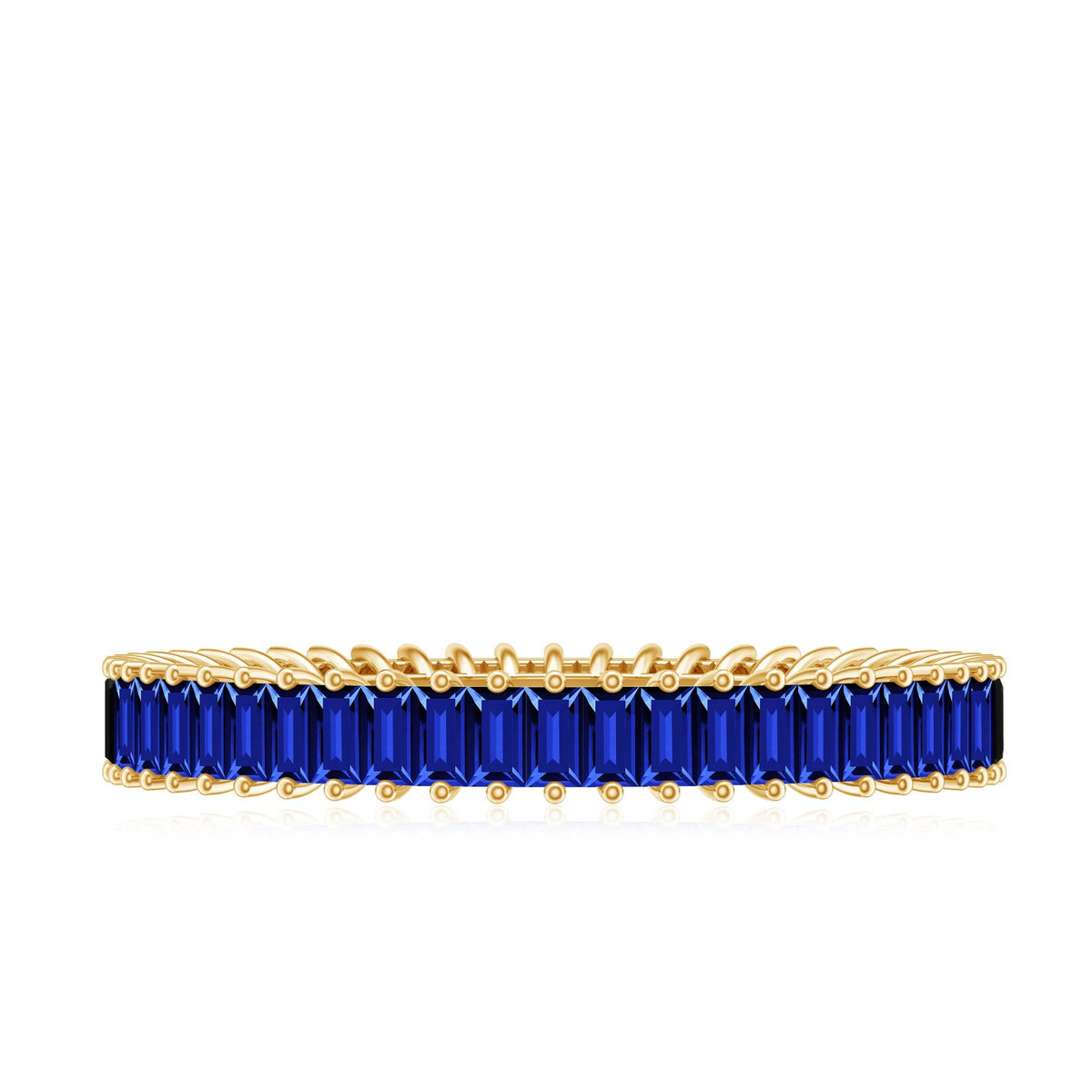 Lab Grown Sapphire Ring Blue Baguette Eternity Band