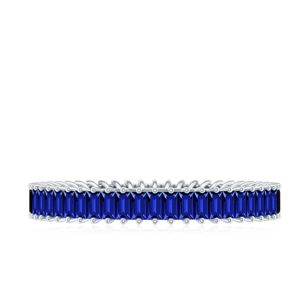 Lab Grown Sapphire Ring Blue Baguette Eternity Band