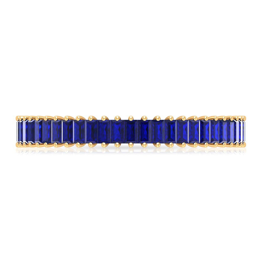 Lab Grown Sapphire Ring Blue Baguette Eternity Band