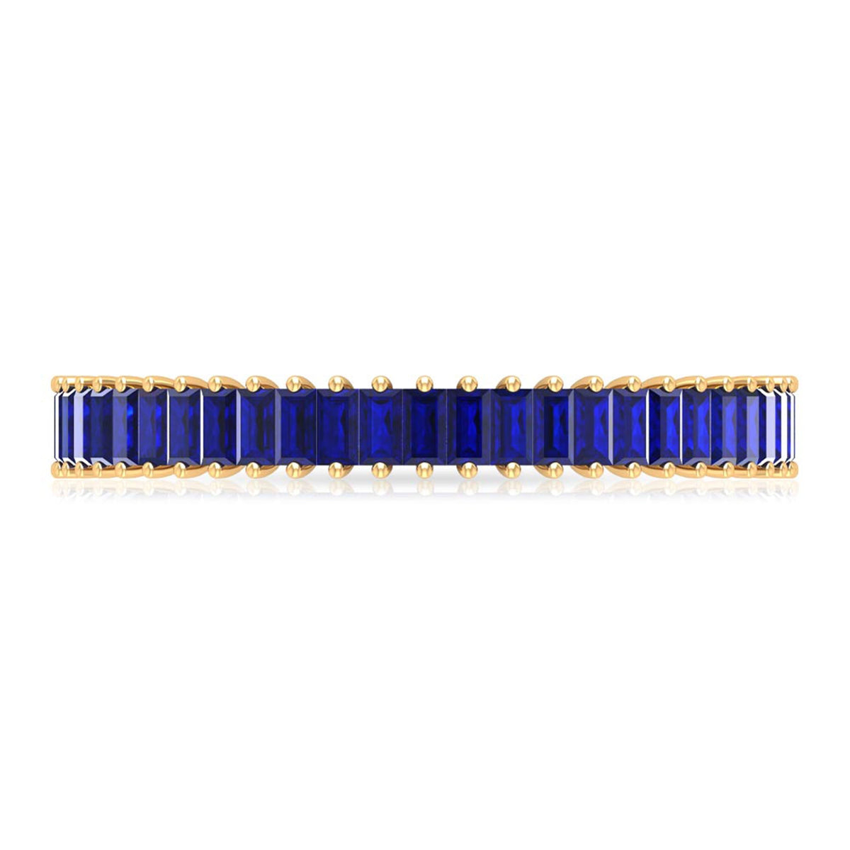 Lab Grown Sapphire Ring Blue Baguette Eternity Band