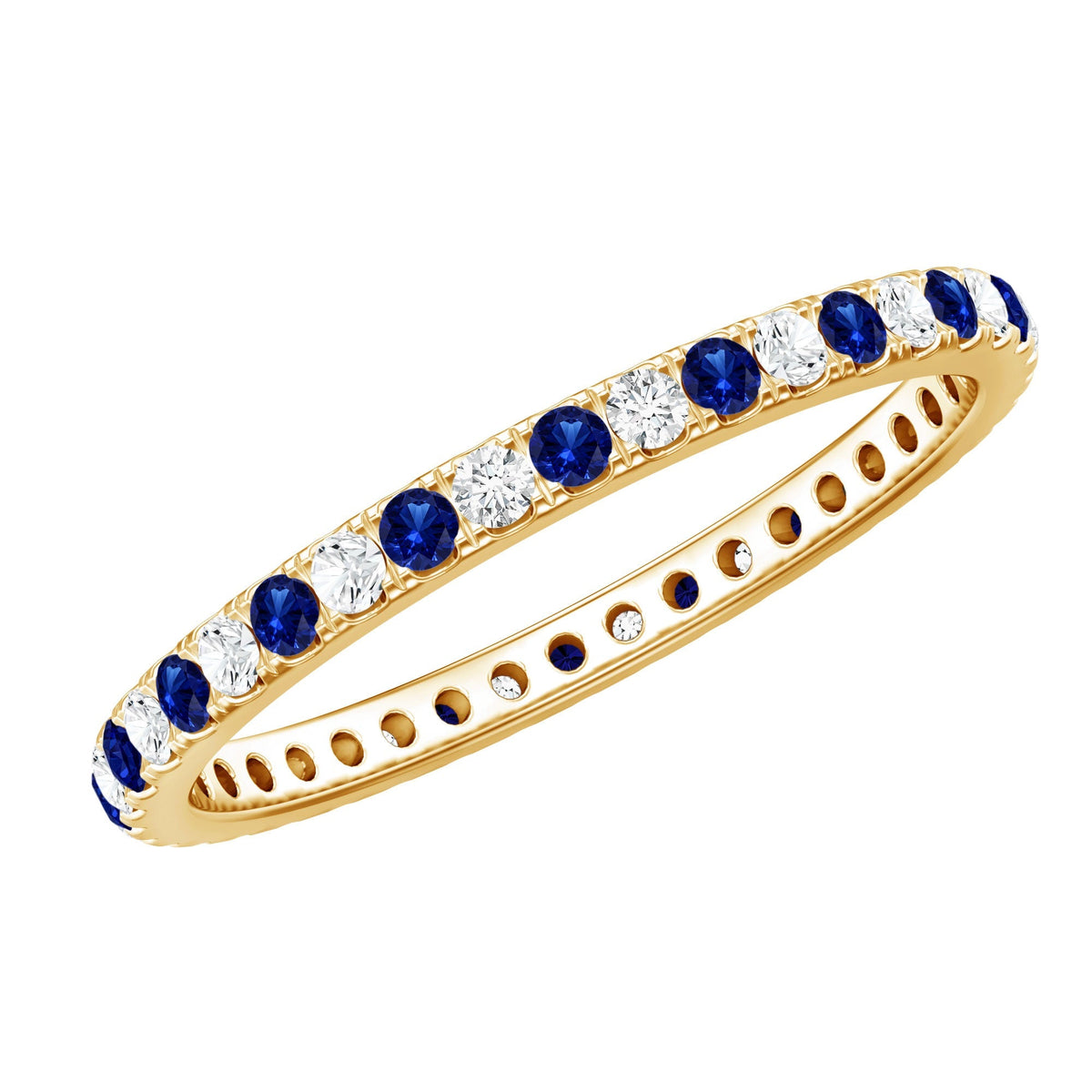 Lab Grown Sapphire Ring Blue Sapphire Diamond Eternity Band