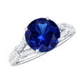 Lab Grown Sapphire Ring, Blue Sapphire Diamond Split Shank Band