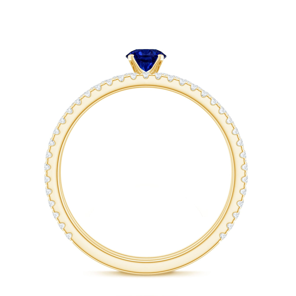 Lab Grown Sapphire Ring Blue Sapphire Diamond Wedding Set