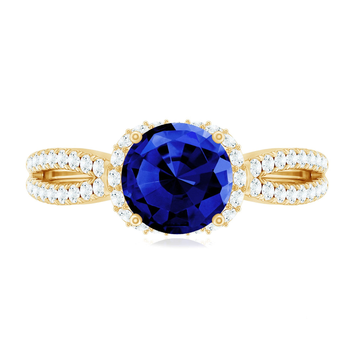 Lab Grown Sapphire Ring Blue Sapphire Halo Engagement Ring For Her