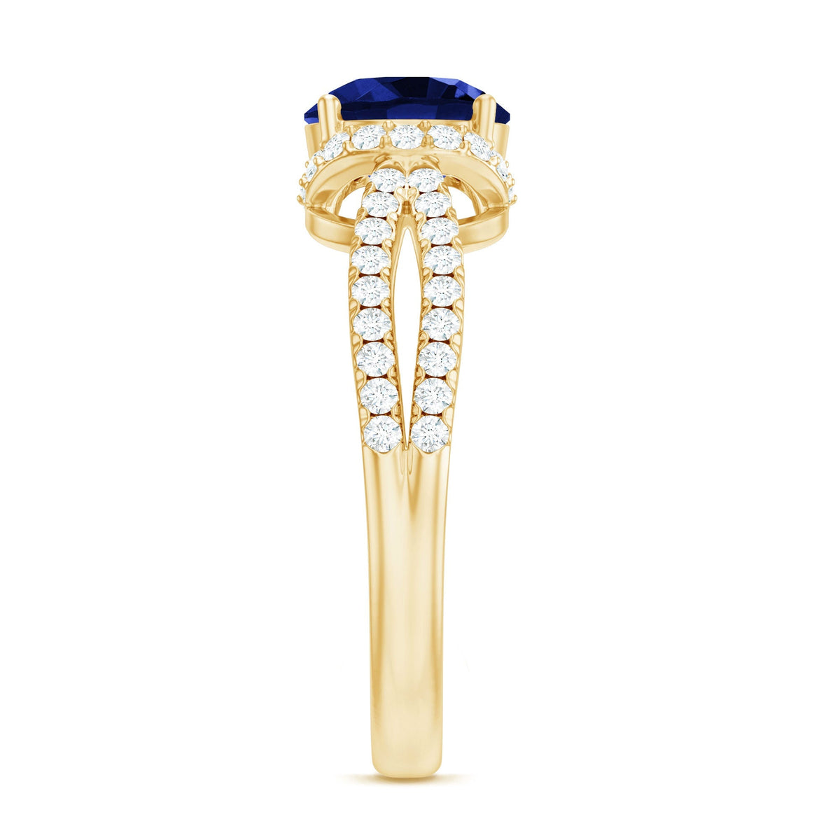 Lab Grown Sapphire Ring Blue Sapphire Halo Engagement Ring For Her