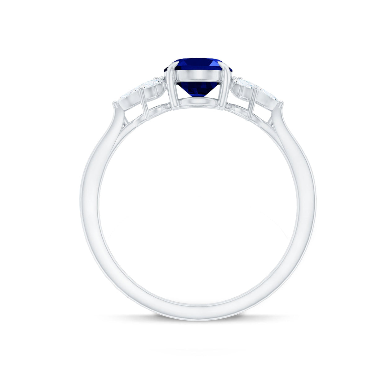 Lab Grown Sapphire Ring, Oval Engagement Ring With Diamond Accent