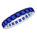 Lab Grown Sapphire Ring, Princess Cut Blue Full Eternity Band