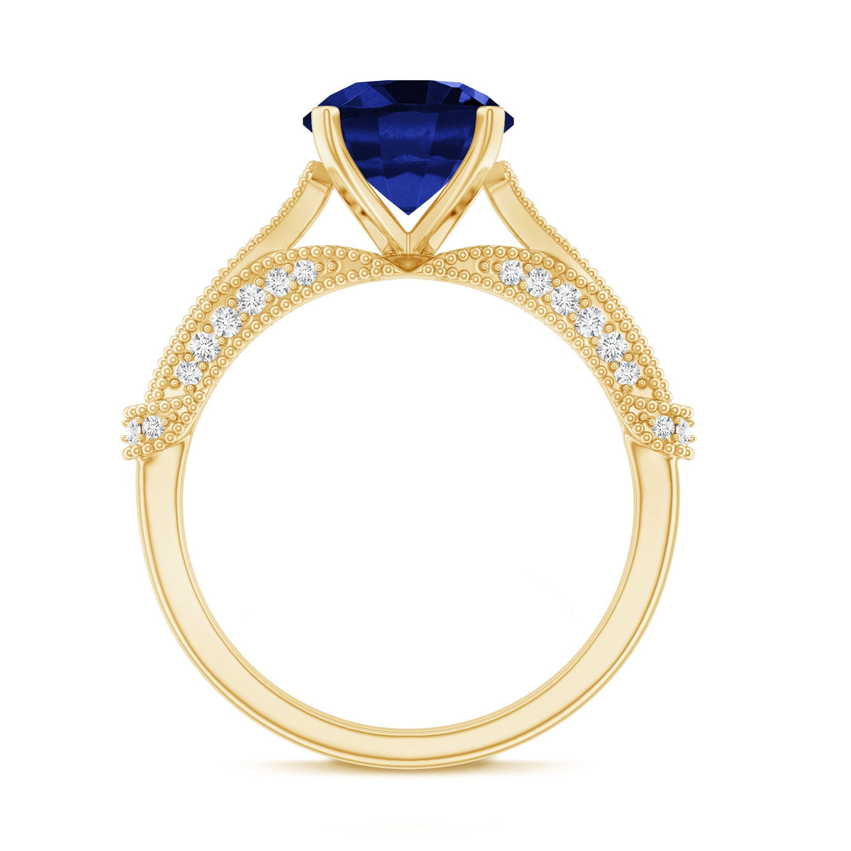 Lab Grown Sapphire Ring Vintage Blue Sapphire Diamond Style Ring