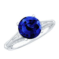 Lab Grown Sapphire Ring Vintage Blue Sapphire Diamond Style Ring