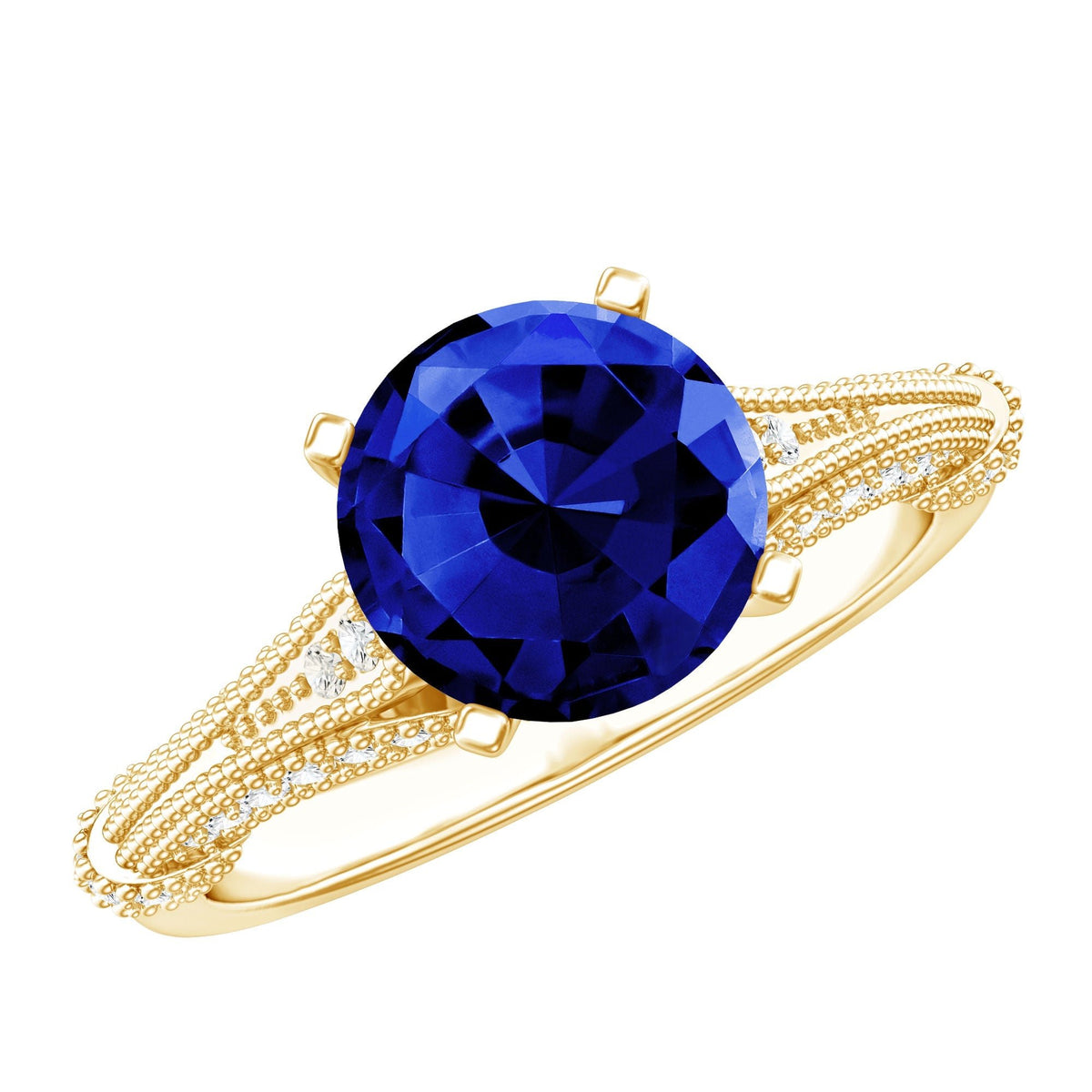 Lab Grown Sapphire Ring Vintage Blue Sapphire Diamond Style Ring