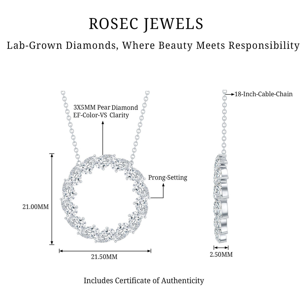 Lab Pear Diamond Necklace – 2.66 Carat Eternity Circle Pendant Jewelry