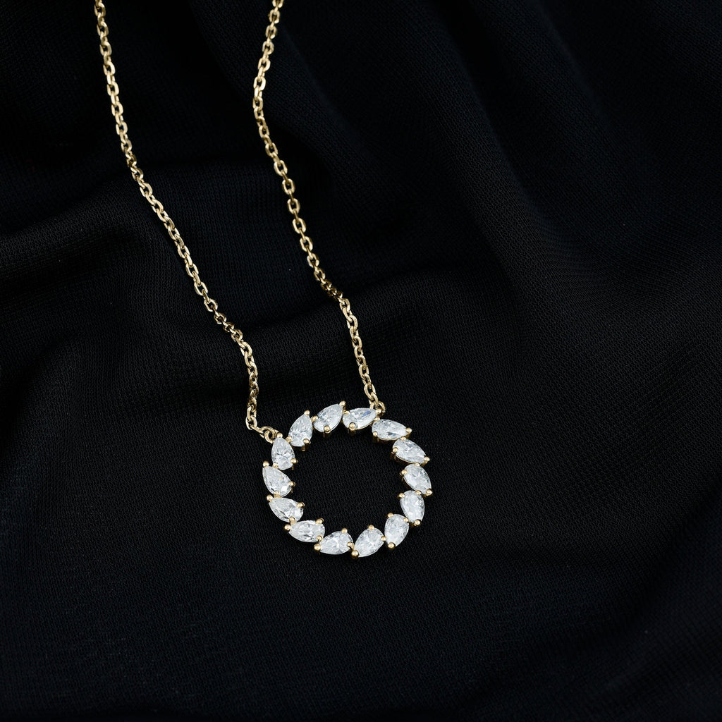 Lab Pear Diamond Necklace – 2.66 Carat Eternity Circle Pendant Jewelry