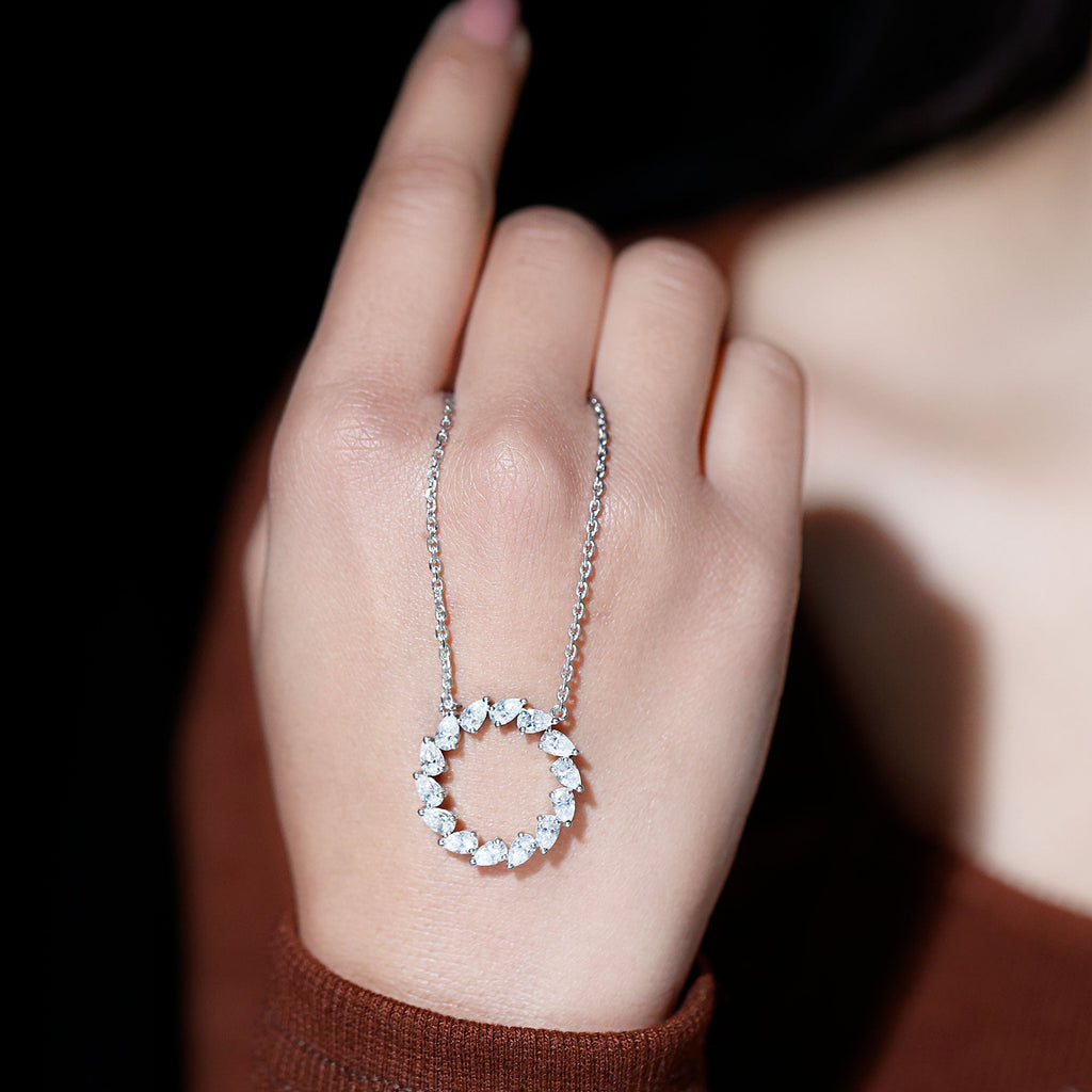 Lab Pear Diamond Necklace – 2.66 Carat Eternity Circle Pendant Jewelry