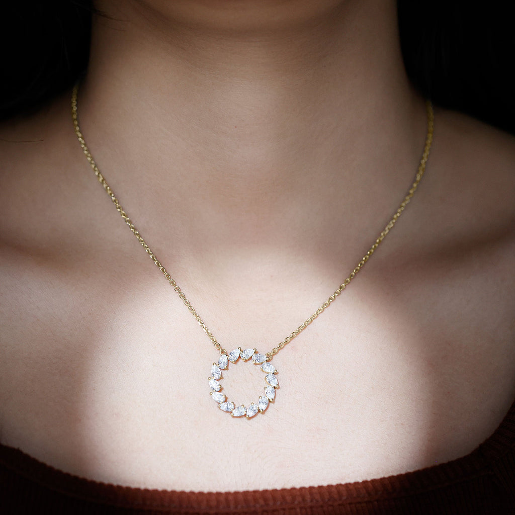 Lab Pear Diamond Necklace – 2.66 Carat Eternity Circle Pendant Jewelry