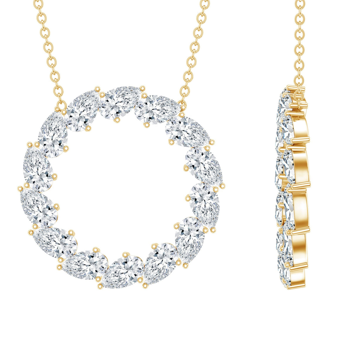 Lab Pear Diamond Necklace – 2.66 Carat Eternity Circle Pendant Jewelry
