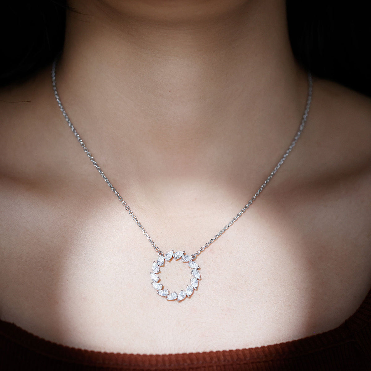 Lab Pear Diamond Necklace – 2.66 Carat Eternity Circle Pendant Jewelry